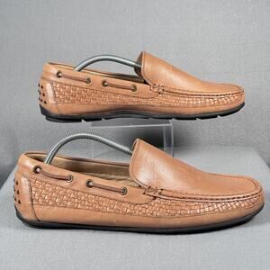 GH Bass Rome Shoes Mens 11.5 Leather Slip On Loafer Woven Driving Moccasin Weave